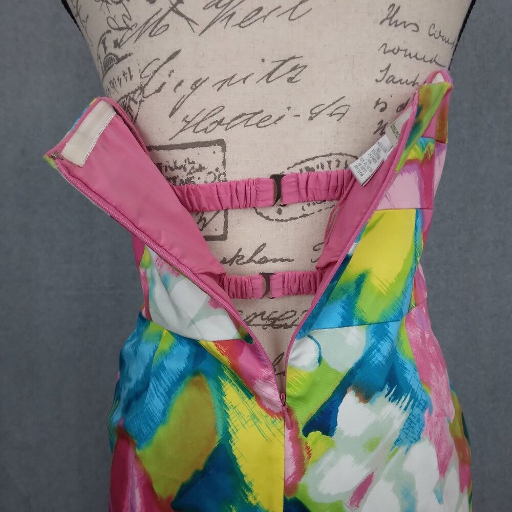Donna Morgan | Vibrant Watercolor Strapless Dress Stretch Multicolor | Size 12 - Picture 11 of 11
